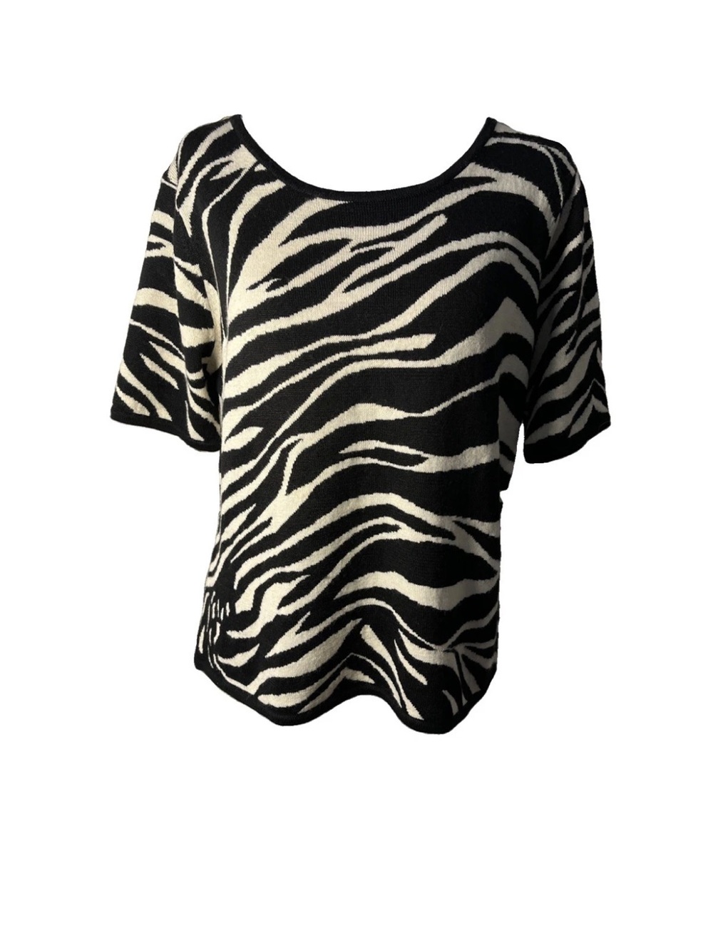 Oscar de la Renta vintage Zebra-Print light  sweater - zebra print cotton sz M
